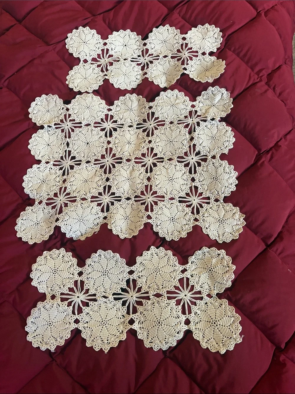 Vintage Handmade Cream Crochet Doily Set - Elegant Table Accent